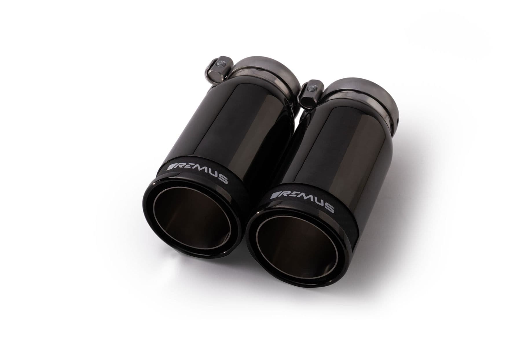 REMUS 0046 83CBR — 4-Piece Tailpipe Set, Street Race Black Chrome
