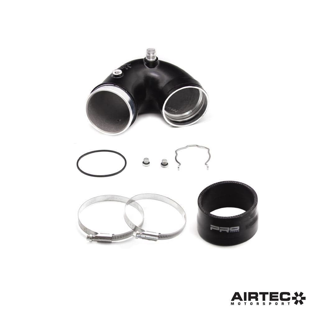Aluminiowe kolanko turbosprężarki ze zwiększoną średnicą (wlotowe) Airtec Motorsport ATMSBMW8 "J-pipe" (wersja V2) BMW M2 Competition (F87), M3 (F80), M4 (F82, F83) 3.0 S55B30